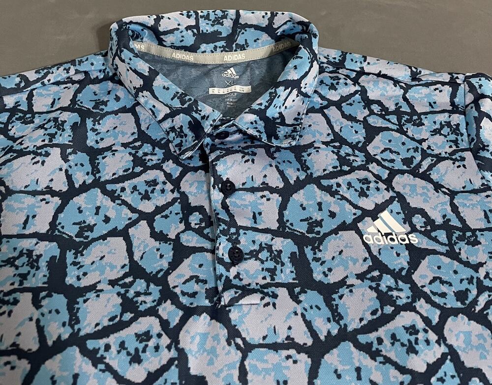 Adidas Golf Cobblestone Jacquard Polo Mens XL Sky Rush Blue ADVR0844